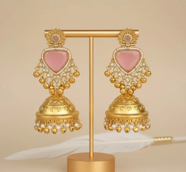 Shamika Premiun Kashmiri With Monalisa Stone and Pachi Kundan - Pink