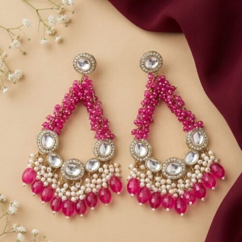 WhatsApp Image 2025-12-30 at 11.18.38 PM Shanaya 2.O Premium Statement Chandbali - Hot Pink