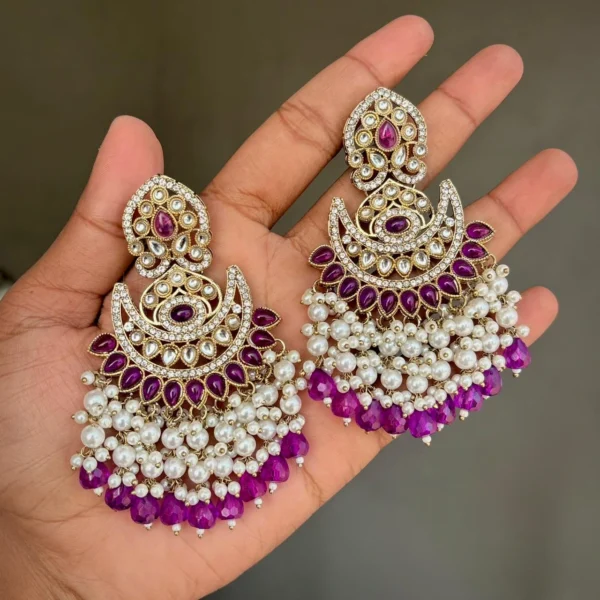 Shravani Premium Statement Chandbali - Violet