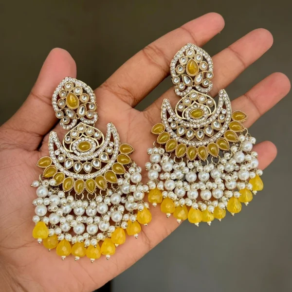 Shravani Premium Statement Chandbali - Yellow
