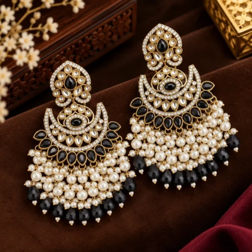 WhatsApp Image 2026-10-05 at 1.53.15 PM Shravani Premium Statement Chandbali - Black