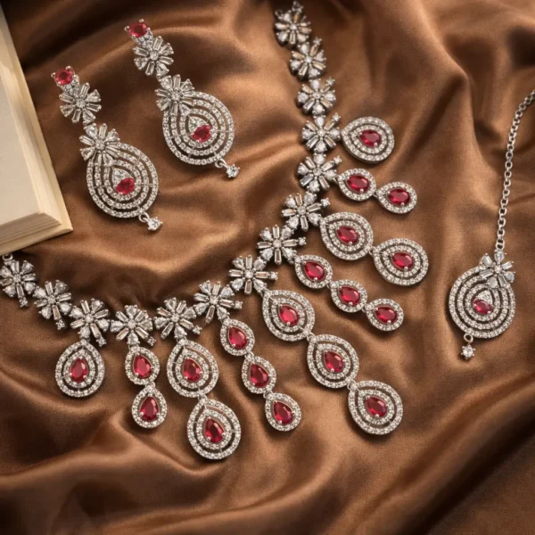 Syra Premium American Diamond Set - Ruby