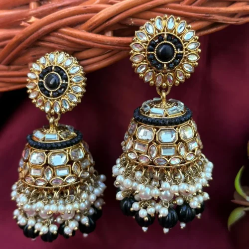 WhatsApp Image 2026-01-01 at 7.02.40 PM (1) Najar Premium Polki Jhumka - Black