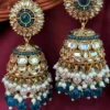Najar Premium Polki Jhumka - Teal Green