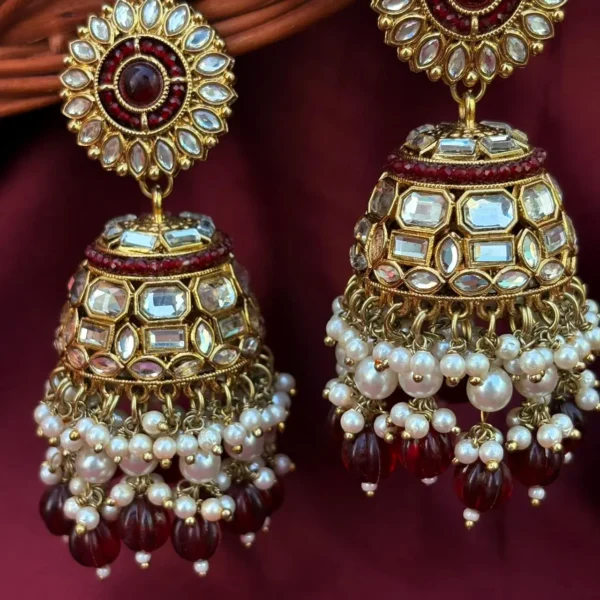 Najar Premium Polki Jhumka - Purple