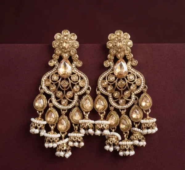 Mayal Premium Statement Reverse AD Earring - Gold
