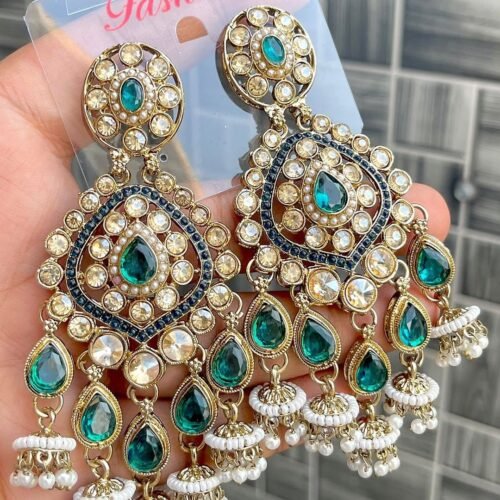 WhatsApp Image 2026-01-02 at 7.25.35 PM (1) Asra Premium Statement Reverse AD Earring - Green