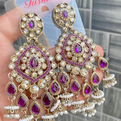 WhatsApp Image 2026-01-02 at 7.25.35 PM Asra Premium Statement Reverse AD Earring - Purple