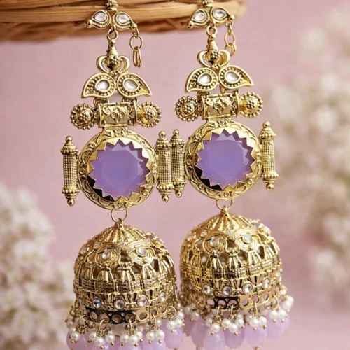 Shaira Premium Brass With Monalisa Stone - Lavender