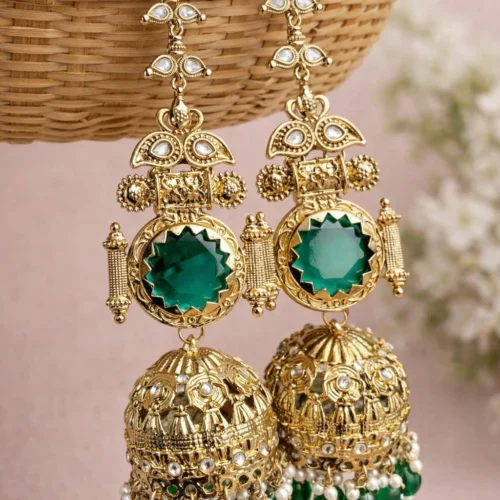 Shaira Premium Brass With Monalisa Stone - Green