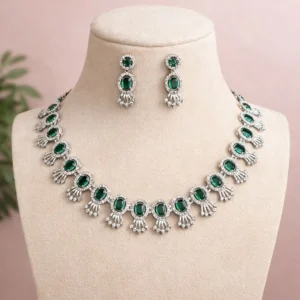 Ailsa American  Diamond  Necklace Set - Green