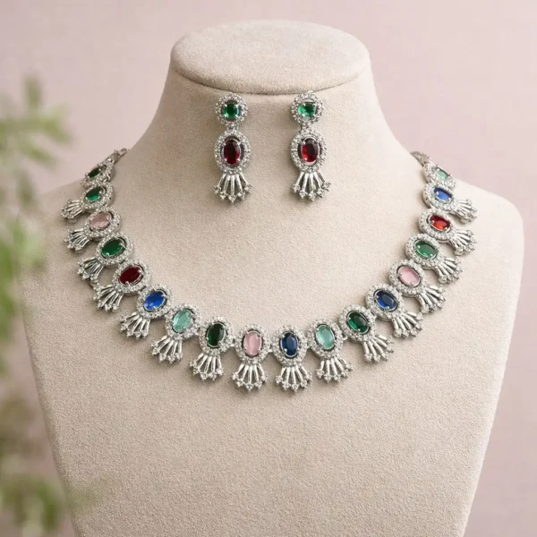 Ailsa American  Diamond  Necklace Set - Multi