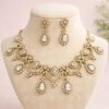 Anam American  Diamond  Necklace Set - White