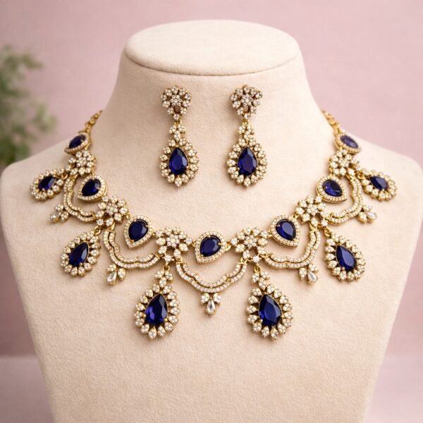 Anam American  Diamond  Necklace Set - Violet