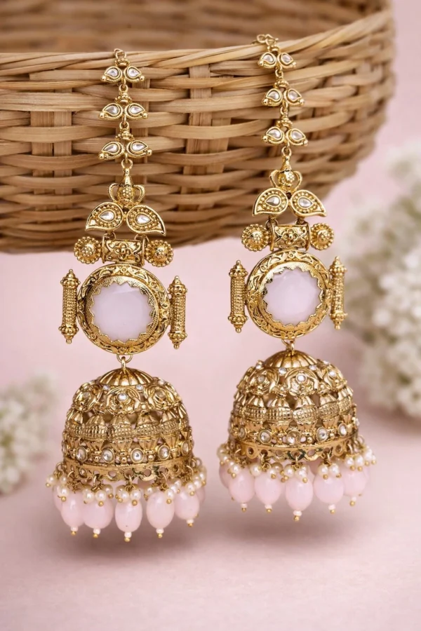 Shaira Premium Brass With Monalisa Stone - Pink