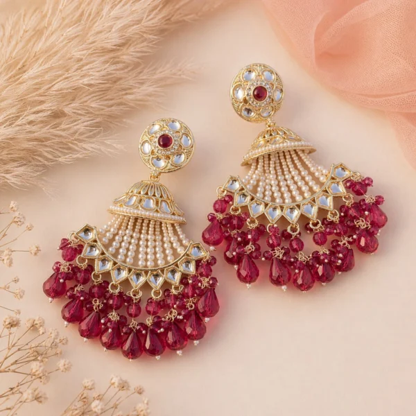 Moksh Sphere Pakistani Earring - Wine
