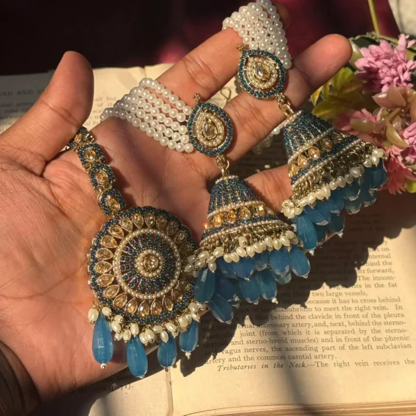 Amber Premium Pakistani Jadau Jhumka With Mangteeka