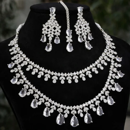 Tara Sutaria Premium American Diamond Set - White