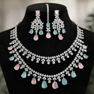 Tara Sutaria Premium American Diamond Set - Pastel
