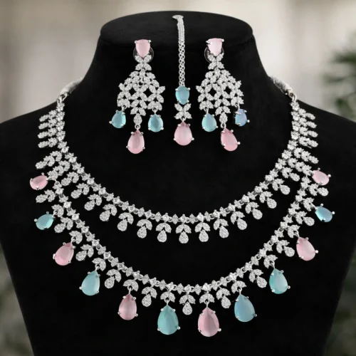 Tara Sutaria Premium American Diamond Set - Pastel