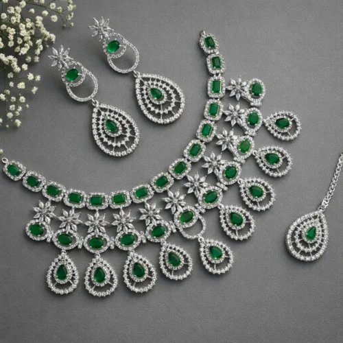 Ankita Lokhande Inspired Premium American Diamond Set  - Green