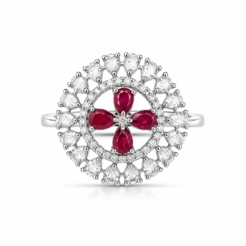 Evelyn Ruby American Diamond Ring  - Free Size