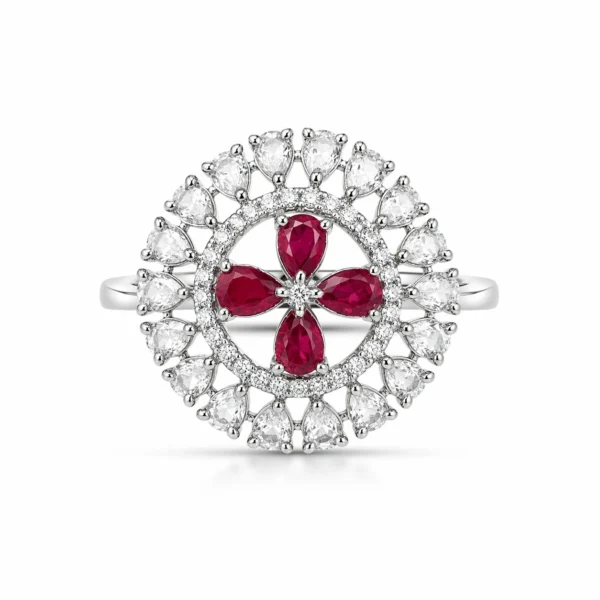 Evelyn Ruby American Diamond Ring  - Free Size