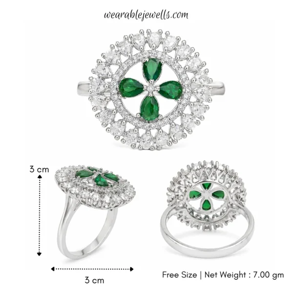 Evelyn Green American Diamond Ring  - Free Size
