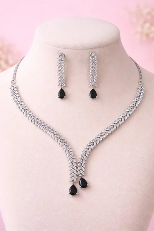 Damini Premium American Diamond Set - Black
