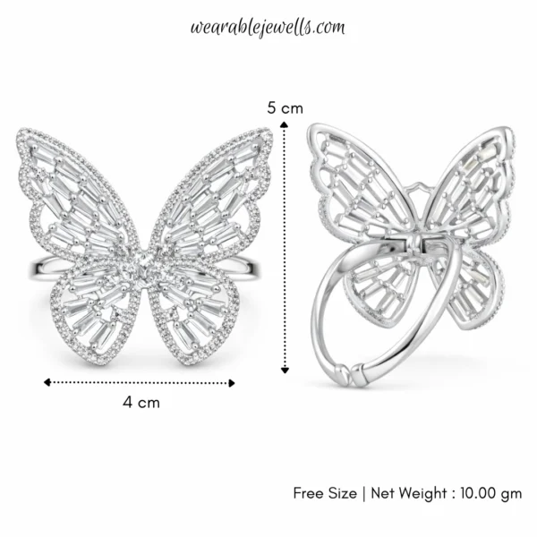 Butterfly Trending American Diamond Ring - Free Size