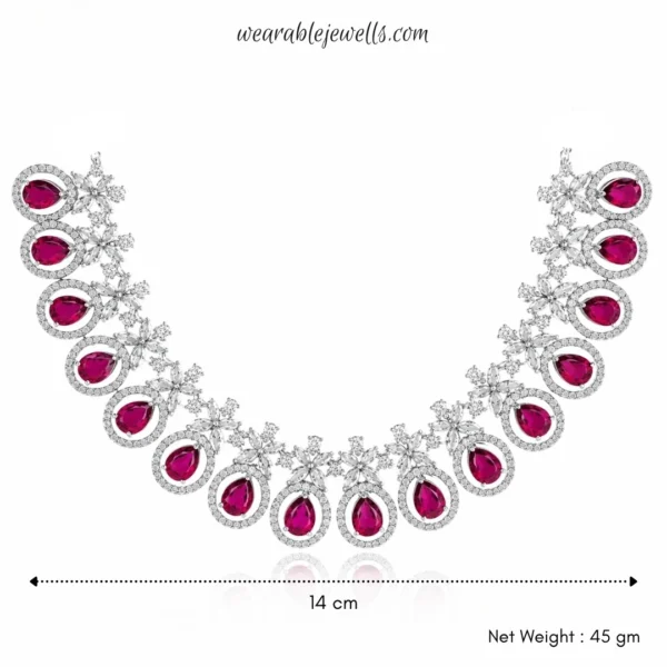 Evelyn Premium American Diamond Set - Ruby