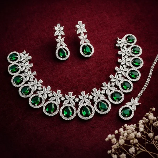 Evelyn Premium American Diamond Set - Green