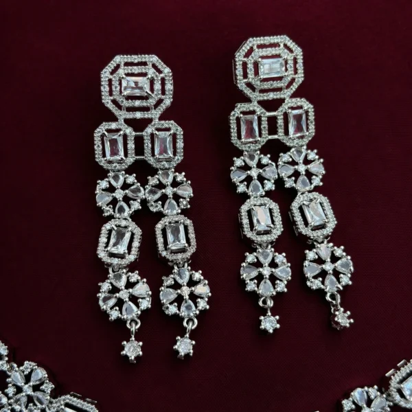 Humaira Premium 3 Layer American Diamond Set - White