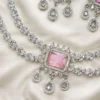 Rashi 2 Layer Premium American Diamond Set - Pink