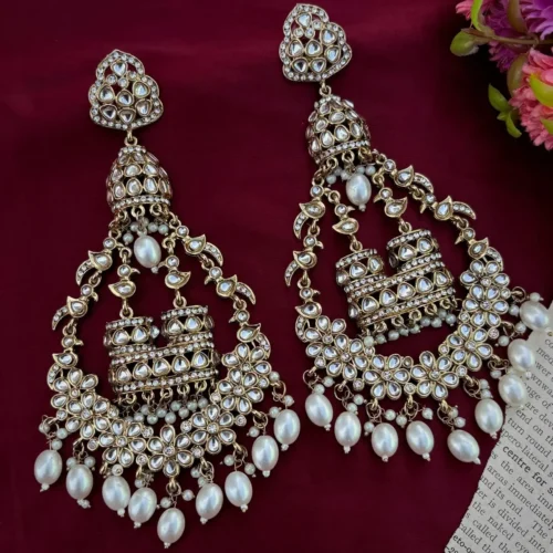 71bf471a-7fa0-43ba-99cc-68c1cf92aaba Burj Khalifa Premium Statement Chandbali - White