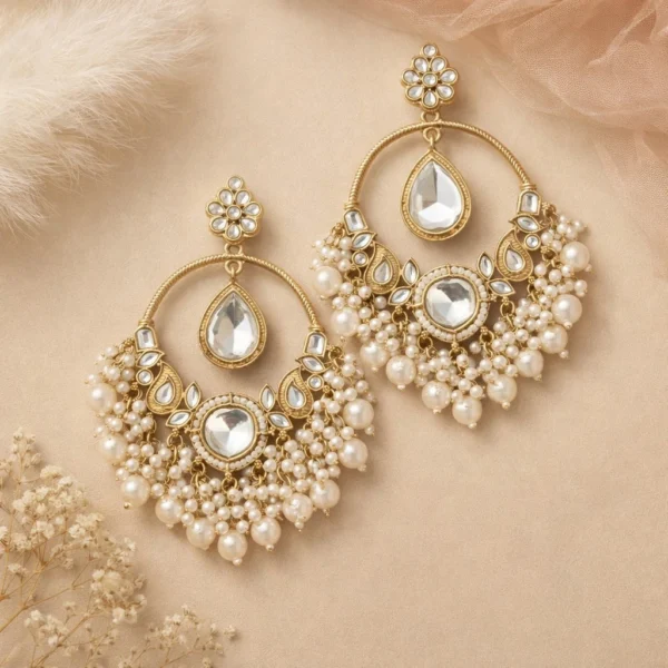 Aamna Bollywood Inspired Chandbali - White