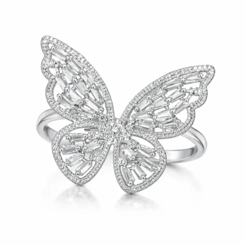 Butterfly Trending American Diamond Ring - Free Size