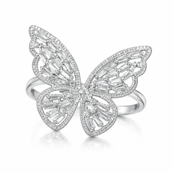 Butterfly Trending American Diamond Ring - Free Size