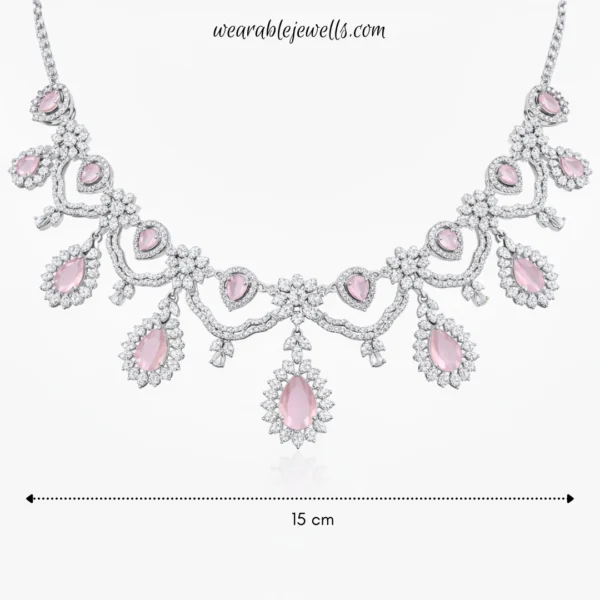 Anam 2.O American Diamond Necklace Set - Pink