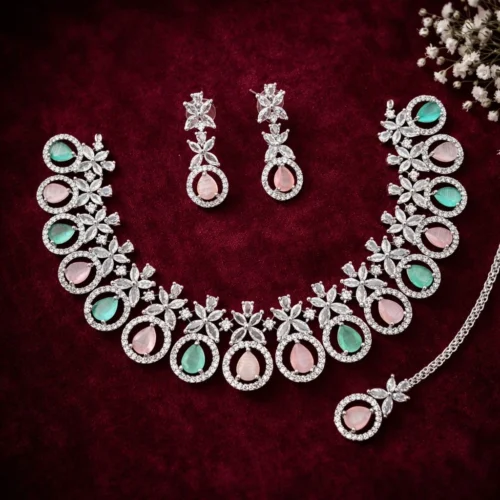 Evelyn Premium American Diamond Set - Pastel