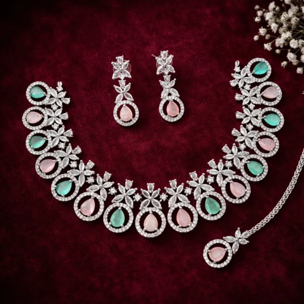 Evelyn Premium American Diamond Set - Pastel
