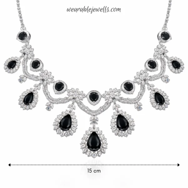 Anam 2.O American Diamond Necklace Set - Black