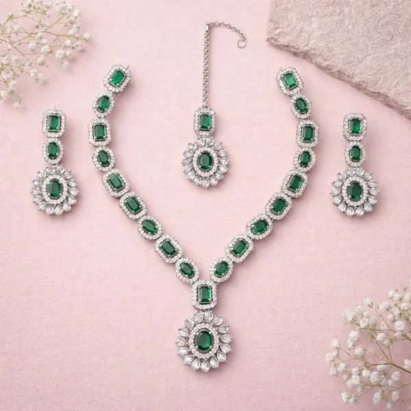 Isabelle Premium American Diamond Set - Green