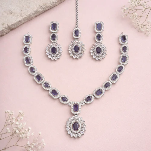 Isabelle Premium American Diamond Set - Purple