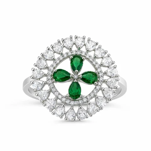 Evelyn Green American Diamond Ring  - Free Size