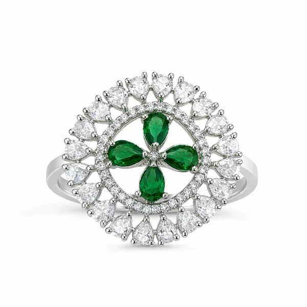 Evelyn Green American Diamond Ring  - Free Size