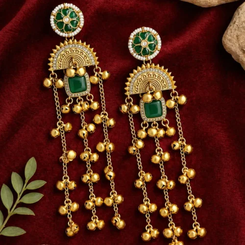 Sadhna Premiun Kashmiri With Monalisa Stone and Pachi Kundan - Green