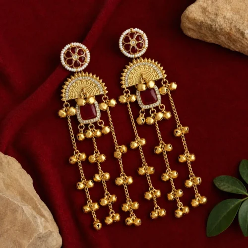 Sadhna Premiun Kashmiri With Monalisa Stone and Pachi Kundan - Mahroon