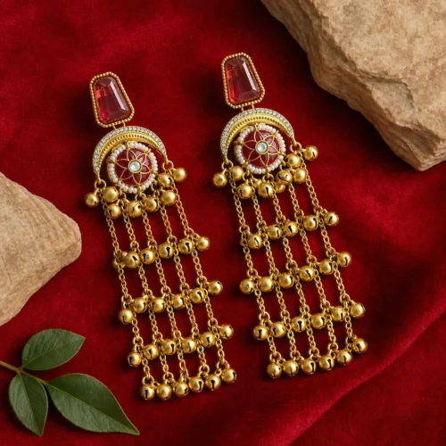 Shivani Kashmiri With Moissanite Stone with Pachi Kundan - Ruby