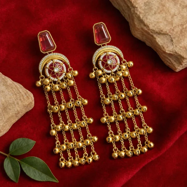 Shivani Kashmiri With Moissanite Stone with Pachi Kundan - Ruby